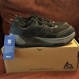 Ace Work Boots Unisex Black Shoes Size Men 9 Women 10.5 New in Box
